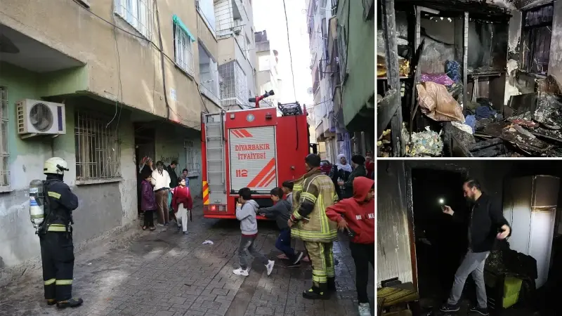Diyarbakır’da yangın çıkan binada 8 kişi dumandan etkilendi