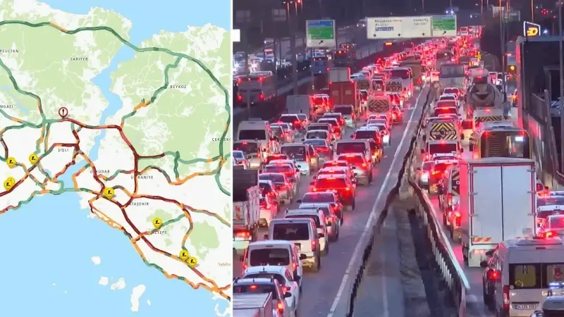 Yoğunluk yüzde 90’a ulaştı: Trafik durma noktasına geldi, araçlar güçlükle ilerledi
