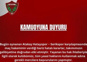 Hatayspor’dan hakem kararlarına tepki